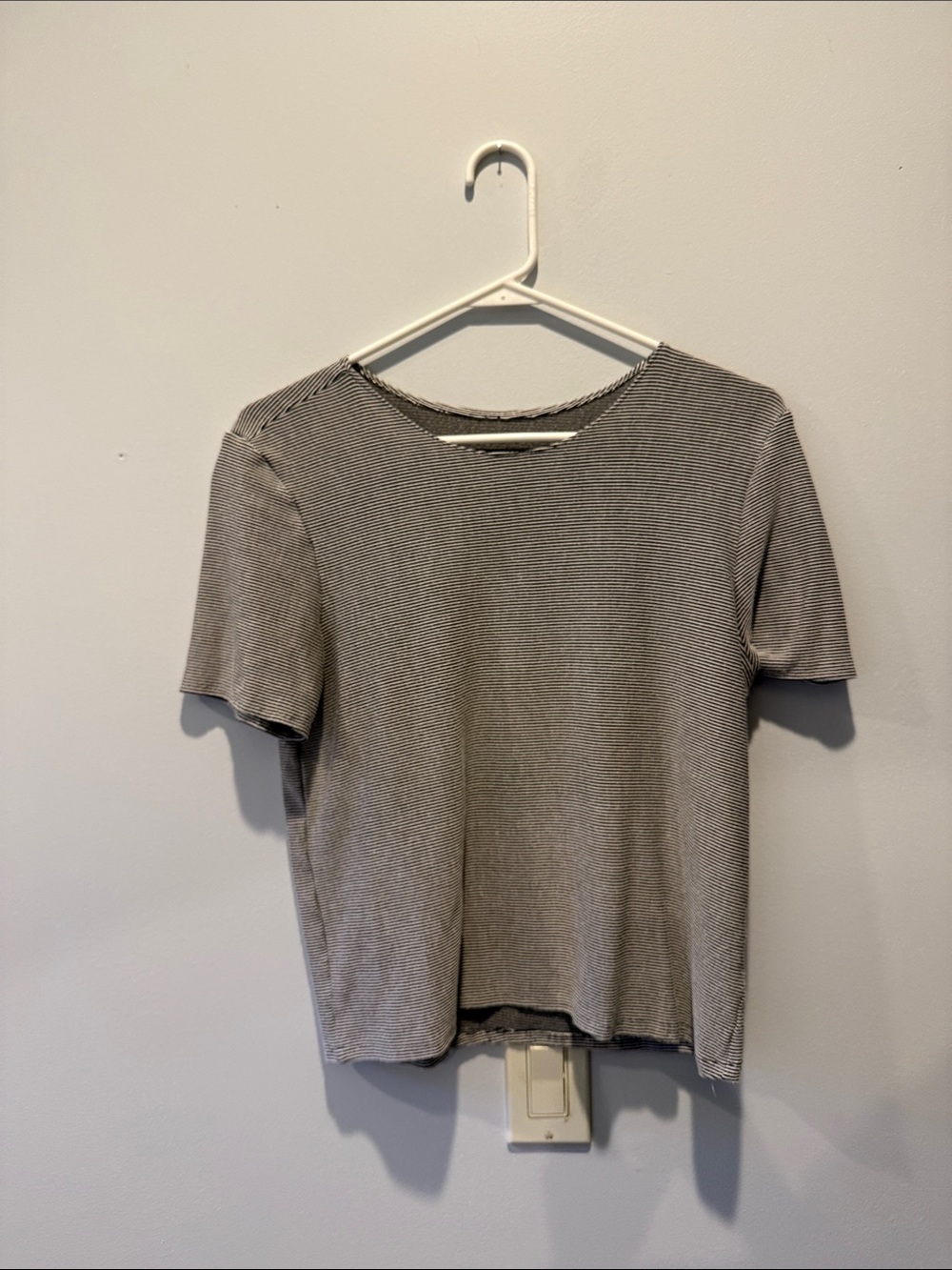 Hand Crafted Striped Short Sleeve Tee - Gray